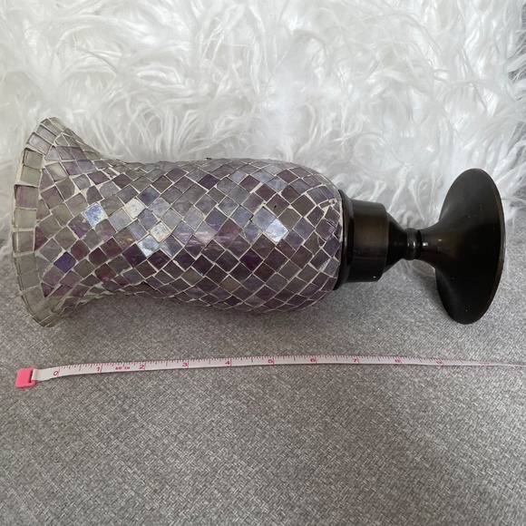PartyLite Purple Mosaic Glass Tile Hurricane Candle Holder - Picture 5 of 5